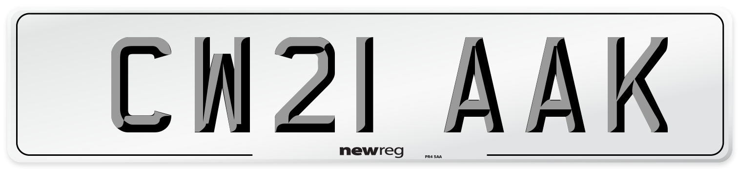 CW21 AAK Number Plate from New Reg